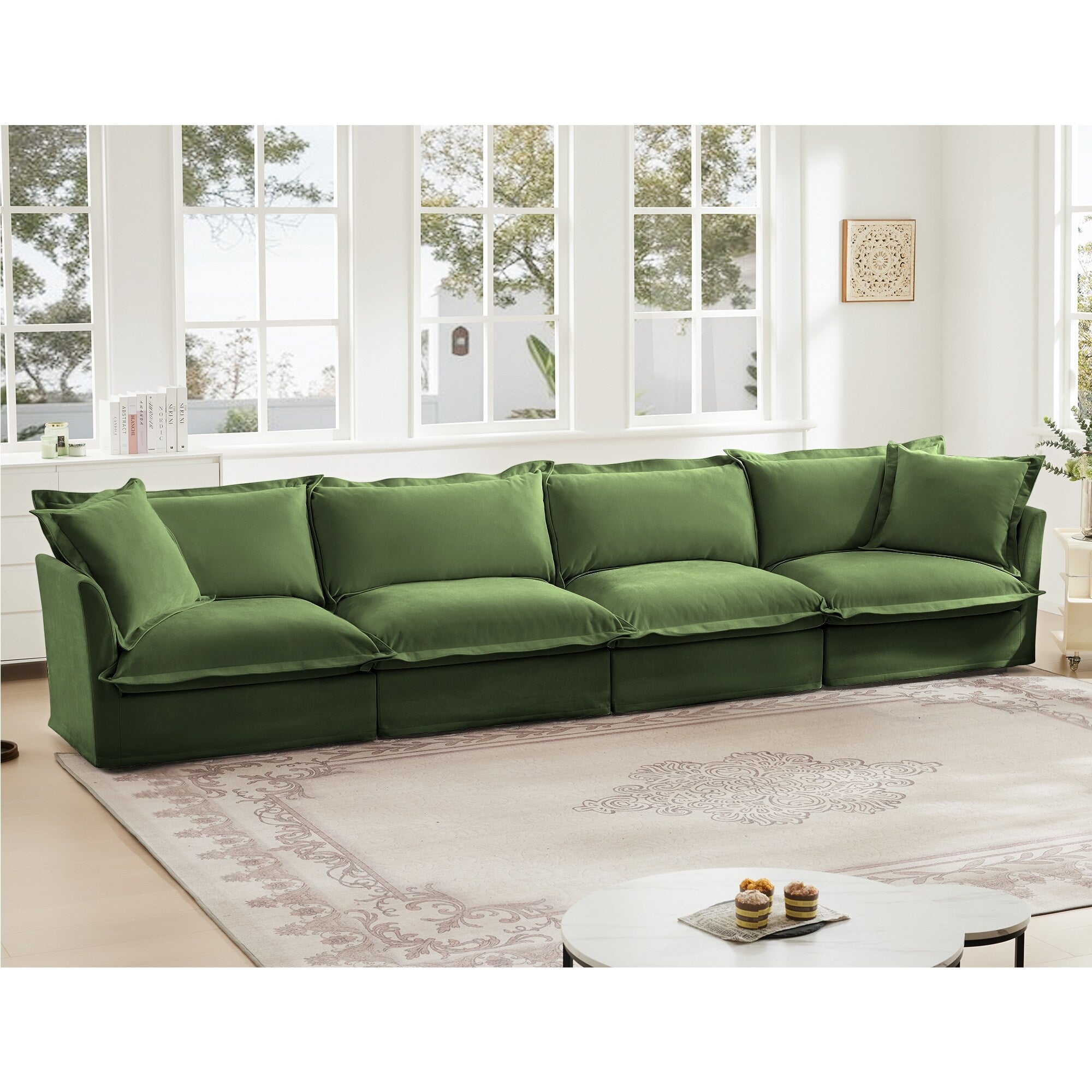 4-Seater Chenille Sofa with Removable Cover for Living Room