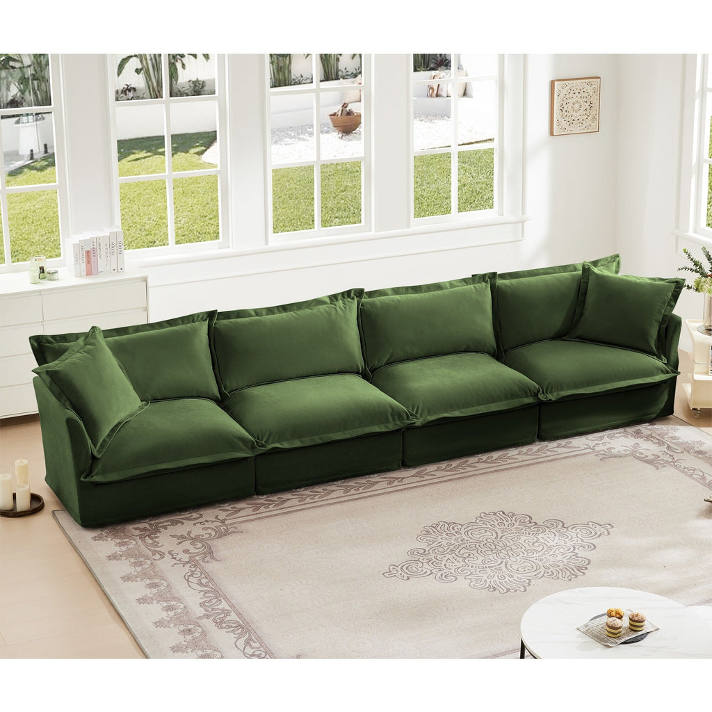 4-Seater Chenille Sofa with Removable Cover for Living Room