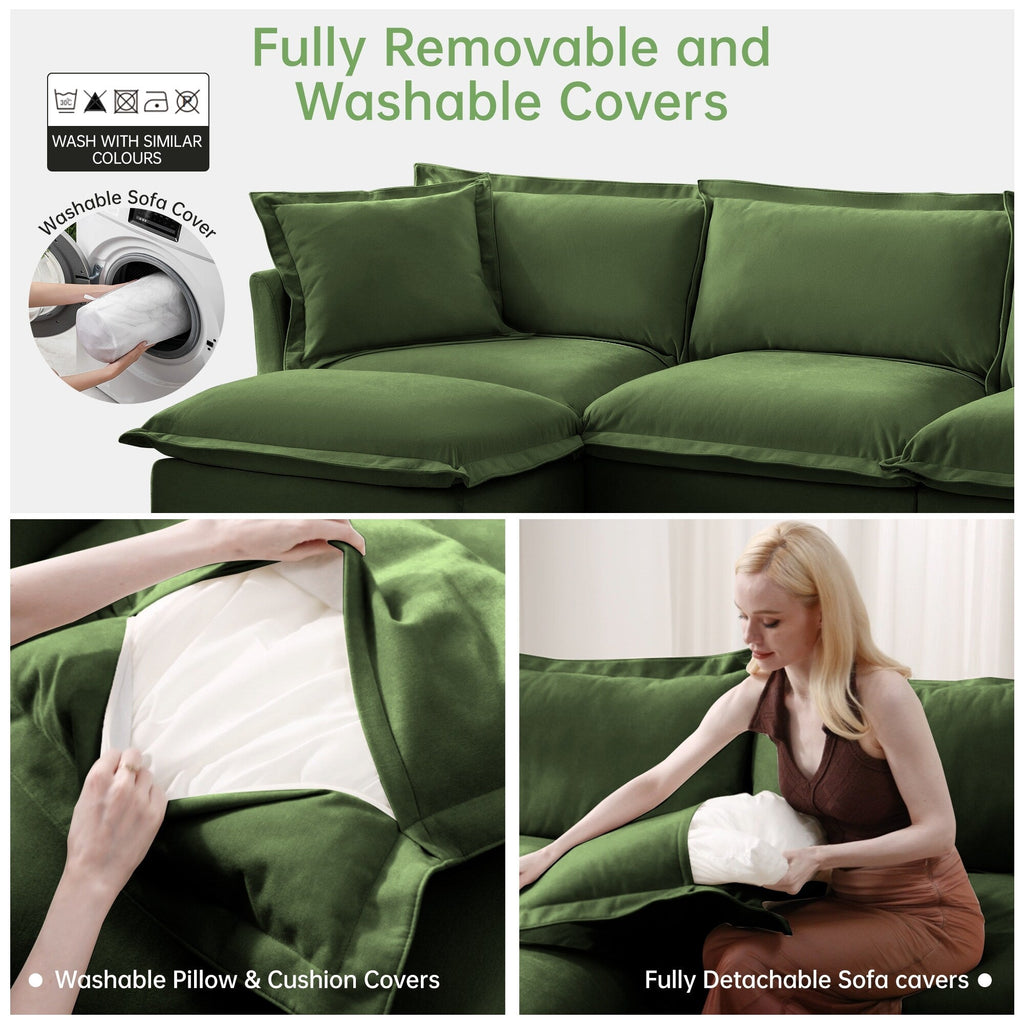 4-Seater Chenille Sofa with Removable Cover for Living Room