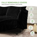 4-Seater Corduroy Slipcovered Sofa with Extra Deep for Living Room