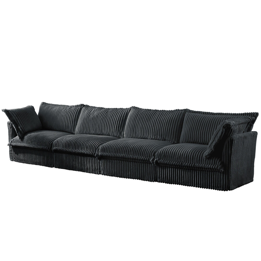 4-Seater Corduroy Slipcovered Sofa with Extra Deep for Living Room