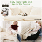 4-Seater Corduroy Slipcovered Sofa with Extra Deep for Living Room