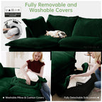 4-Seater Corduroy Slipcovered Sofa with Extra Deep for Living Room