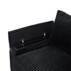 4-Seater Modern Corduroy Sofa Couch with USB Ports, Hidden Storage, and Flip-Top Cup Holders