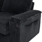 4-Seater Modern Corduroy Sofa Couch with USB Ports, Hidden Storage, and Flip-Top Cup Holders