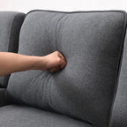 4-Seater Modern Linen Fabric Sofa with Armrest Pockets and 4 Pillows