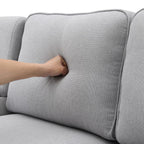 4-Seater Modern Linen Fabric Sofa with Armrest Pockets and 4 Pillows