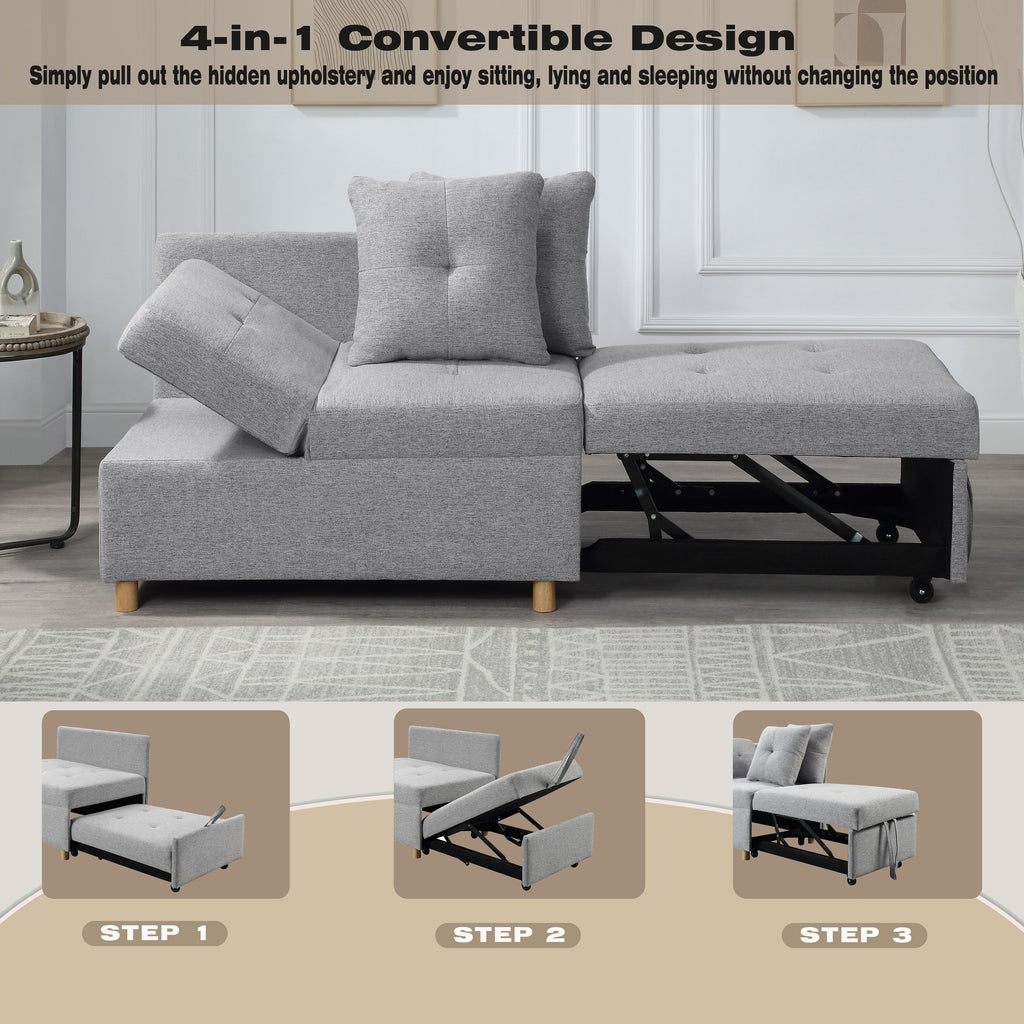 4-in-1 Single Convertible Sofa Bed with Adjustable Back