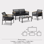 4-pc. Black Wicker Cord Patio Conversation Set