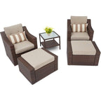 4-piece/5-piece Outdoor Patio Wicker Lounge Chair Conversation Set with Coffee Table and Cushions