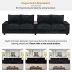 4-seater Corduroy Sofa Couch 133 Modern Sofa with USB Ports, Hidden Storage Arms, Flip-Top Cup Holders for Living Room