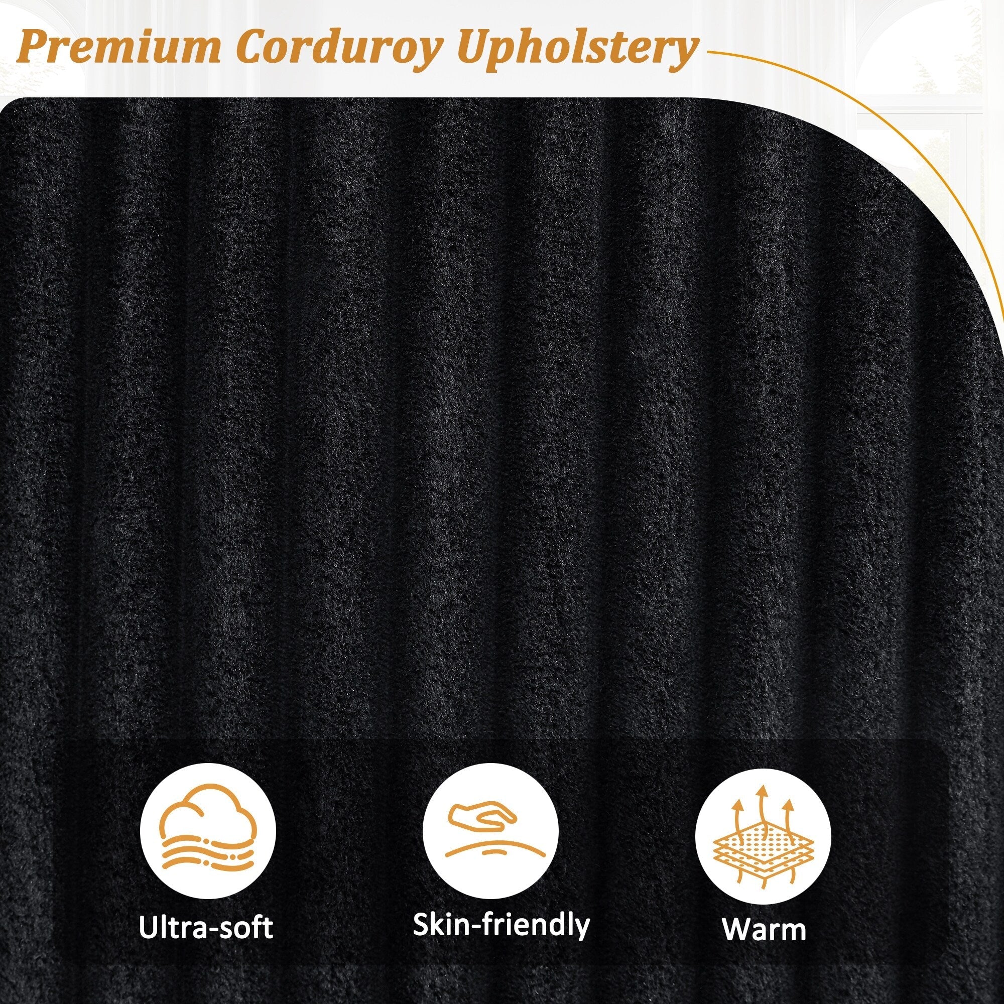 4-seater Corduroy Sofa Couch 133 Modern Sofa with USB Ports, Hidden Storage Arms, Flip-Top Cup Holders for Living Room