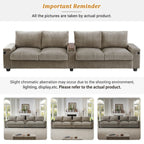 4-seater Corduroy Sofa Couch 133 Modern Sofa with USB Ports, Hidden Storage Arms, Flip-Top Cup Holders for Living Room