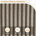 4-seater Corduroy Sofa Couch 133 Modern Sofa with USB Ports, Hidden Storage Arms, Flip-Top Cup Holders for Living Room
