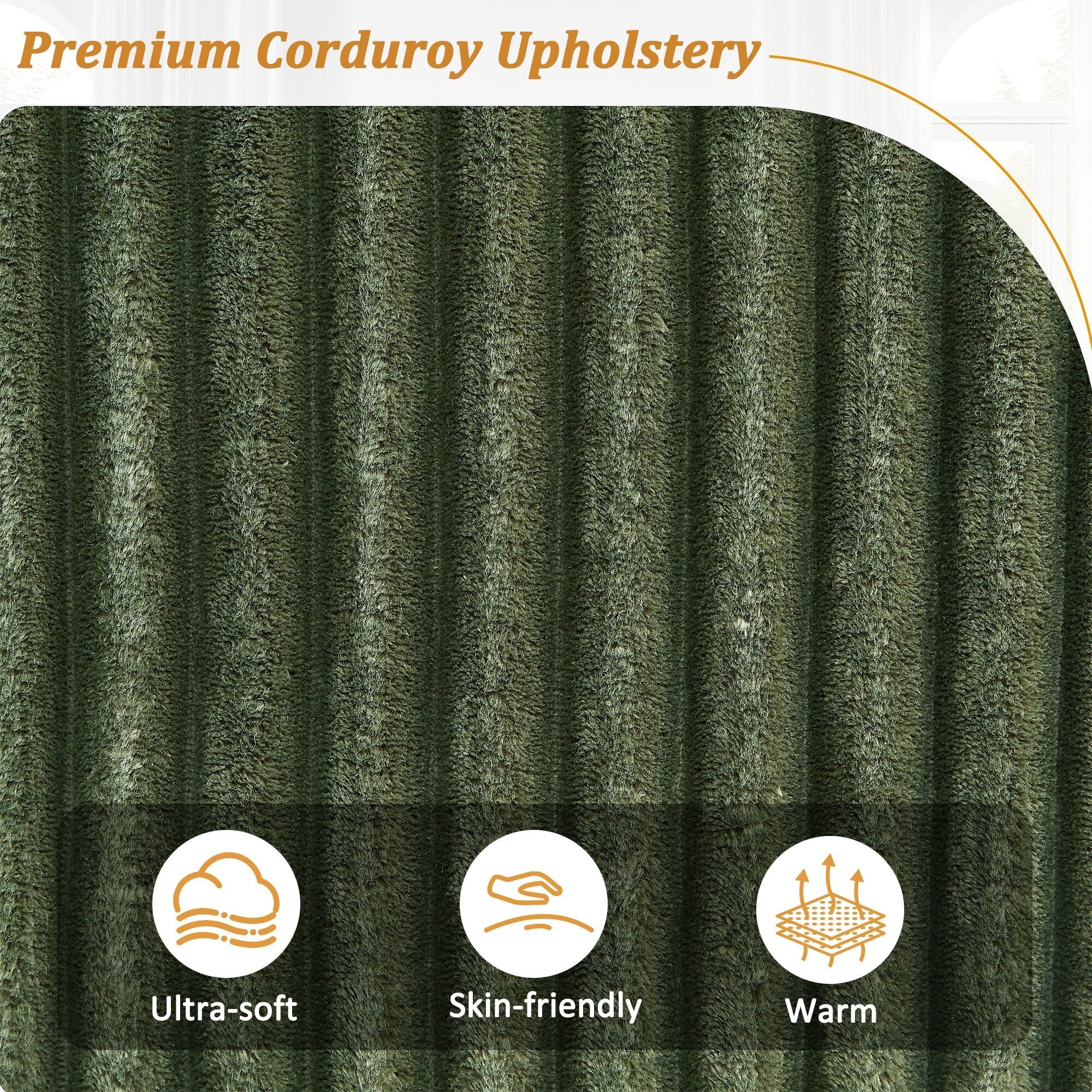 4-seater Corduroy Sofa Couch 133 Modern Sofa with USB Ports, Hidden Storage Arms, Flip-Top Cup Holders for Living Room