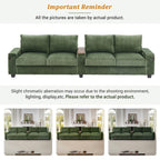 4-seater Corduroy Sofa Couch 133 Modern Sofa with USB Ports, Hidden Storage Arms, Flip-Top Cup Holders for Living Room
