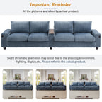 4-seater Corduroy Sofa Couch 133 Modern Sofa with USB Ports, Hidden Storage Arms, Flip-Top Cup Holders for Living Room
