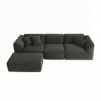 4-seater with pure sponge seat cushions and a detachable footstool includes 3 throw pillows