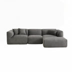 4-seater with pure sponge seat cushions and a detachable footstool includes 3 throw pillows