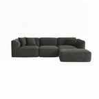 4-seater with pure sponge seat cushions and a detachable footstool includes 3 throw pillows