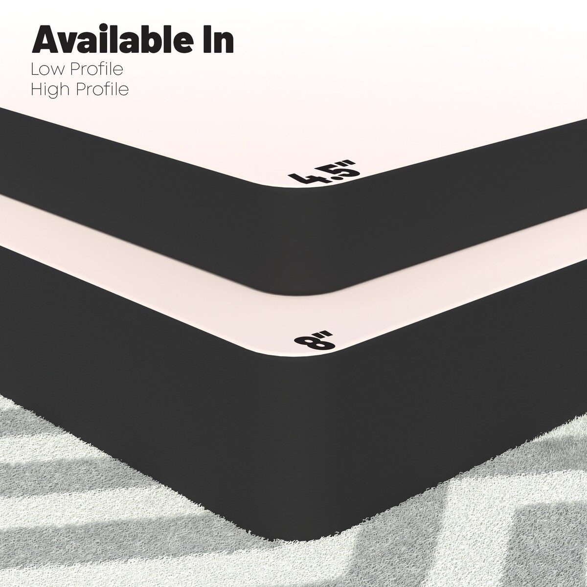 4.5-Inch & 8-Inch Box Spring/Foundation Easy Simple Assembly, Durable Strong Wood Structure for Pressure Relief, Black