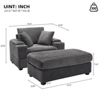 42.12 Corduroy Upholstered Sofa + Ottoman