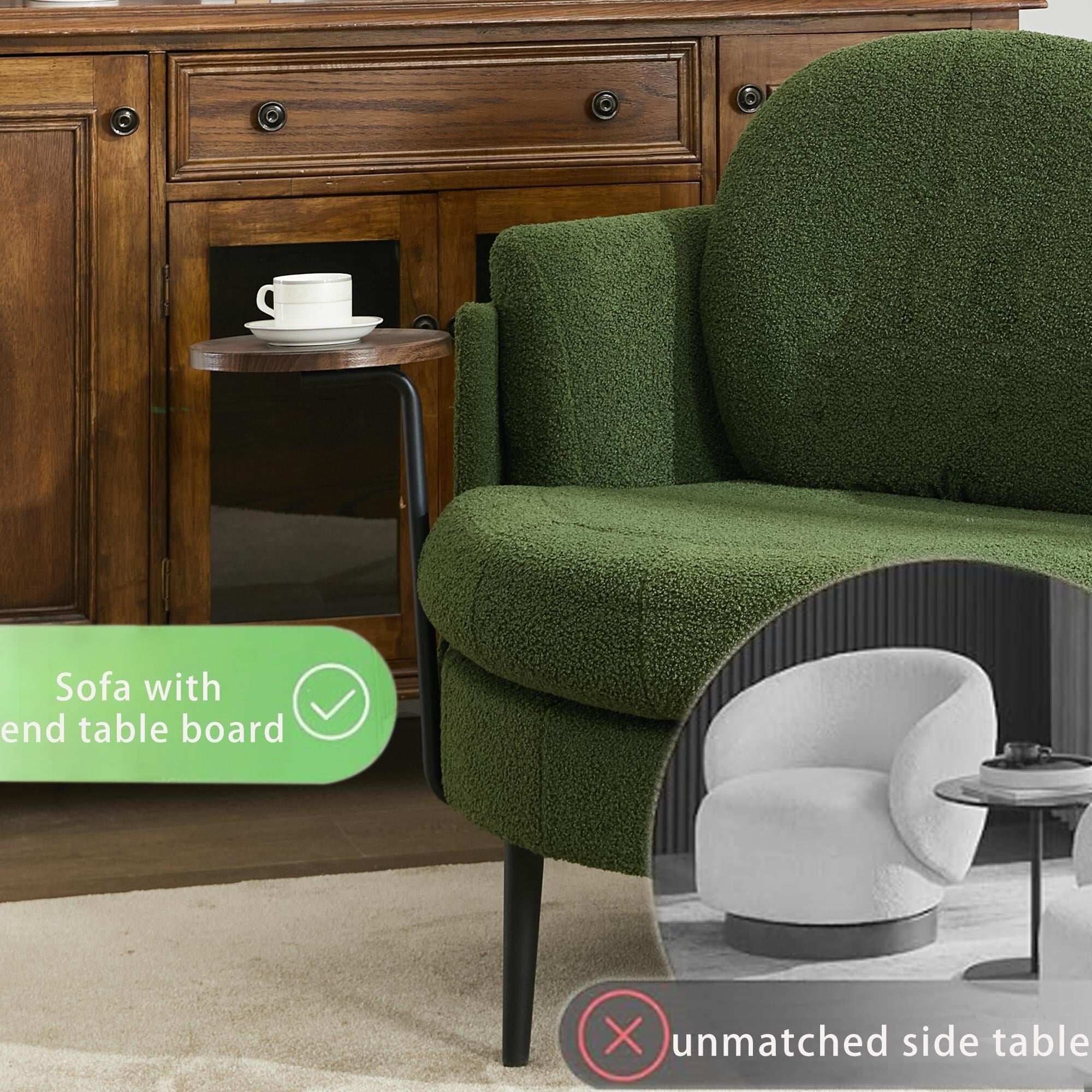 42.5 Single Sofa Chair with Cresent-Shaped Movable Footstool