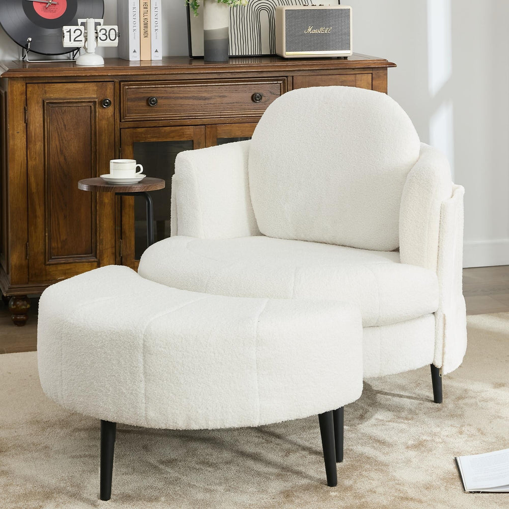 42.5 Single Sofa Chair with Cresent-Shaped Movable Footstool