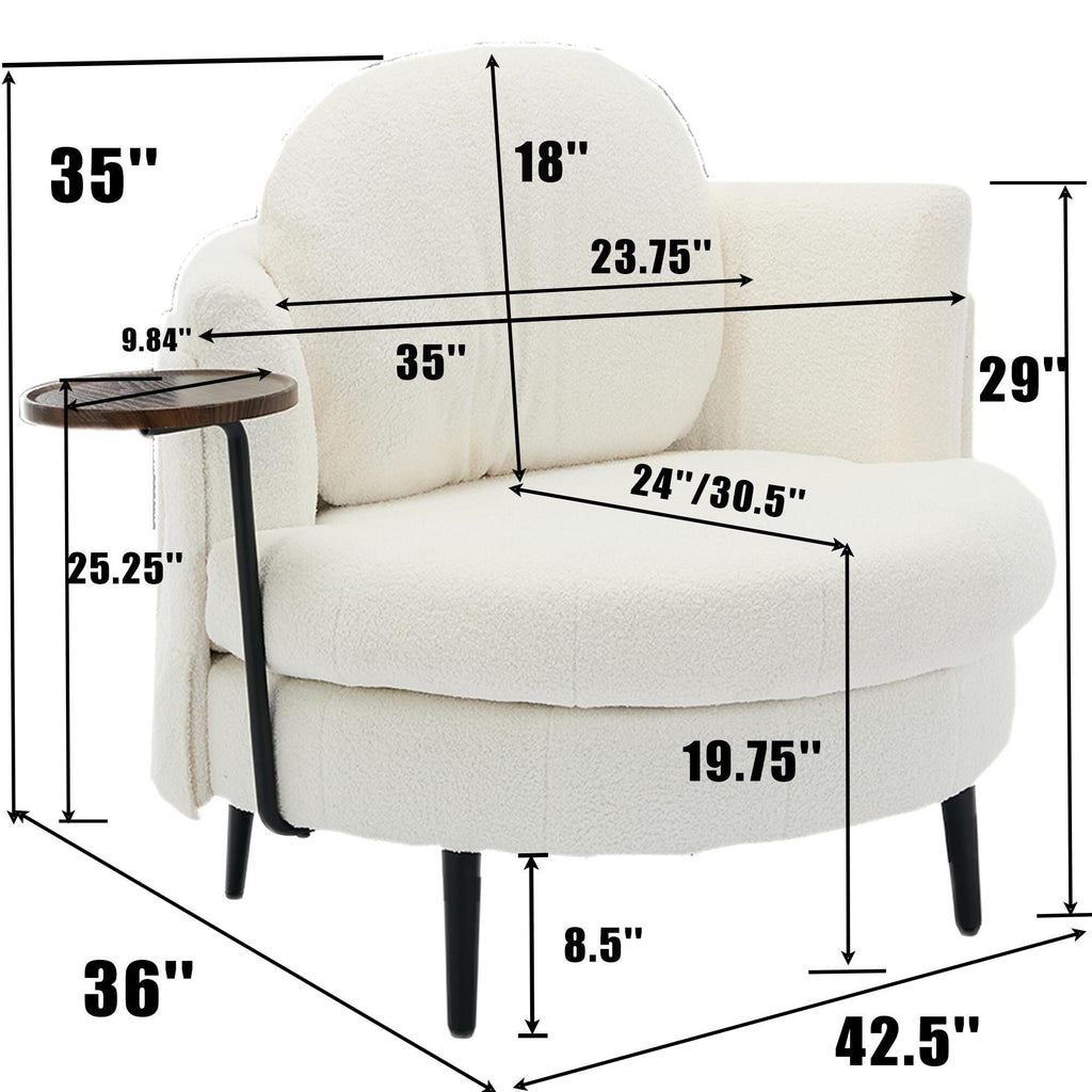 42.5 Single Sofa Chair with Cresent-Shaped Movable Footstool