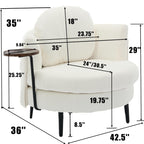 42.5 Single Sofa Chair with Cresent-Shaped Movable Footstool