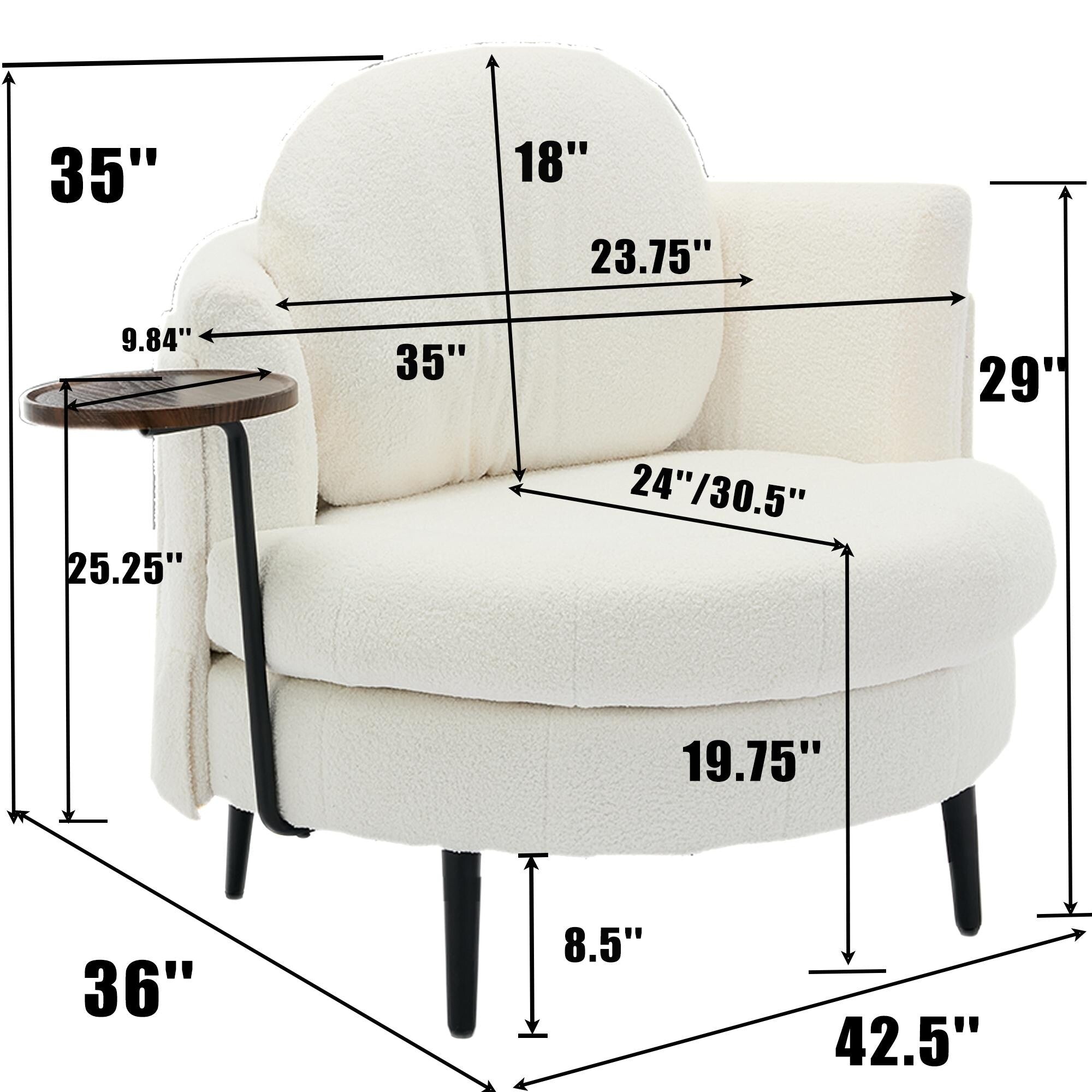 42.5 Single Sofa Chair with Cresent-Shaped Movable Footstool