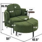 42.5 Single Sofa Chair with Cresent-Shaped Movable Footstool