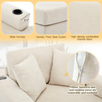 43.5Oversized Chaise Lounger Modern Style Sofa Couch,with Pillows,Charge Station & Cup Holders,Chenille Fabric