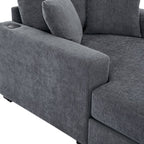 43.5Oversized Chaise Lounger Modern Style Sofa Couch,with Pillows,Charge Station & Cup Holders,Chenille Fabric