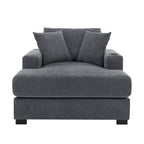 43.5Oversized Chaise Lounger Modern Style Sofa Couch,with Pillows,Charge Station & Cup Holders,Chenille Fabric