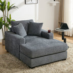 43.5Oversized Chaise Lounger Modern Style Sofa Couch,with Pillows,Charge Station & Cup Holders,Chenille Fabric