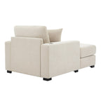 43.5Oversized Chaise Lounger Modern Style Sofa Couch,with Pillows,Charge Station & Cup Holders,Chenille Fabric