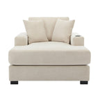 43.5Oversized Chaise Lounger Modern Style Sofa Couch,with Pillows,Charge Station & Cup Holders,Chenille Fabric