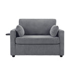 47.2 Corduroy Twin Sleeper Sofa with Foldable Mattress, Side Table, USB Ports, and Storage Pocket