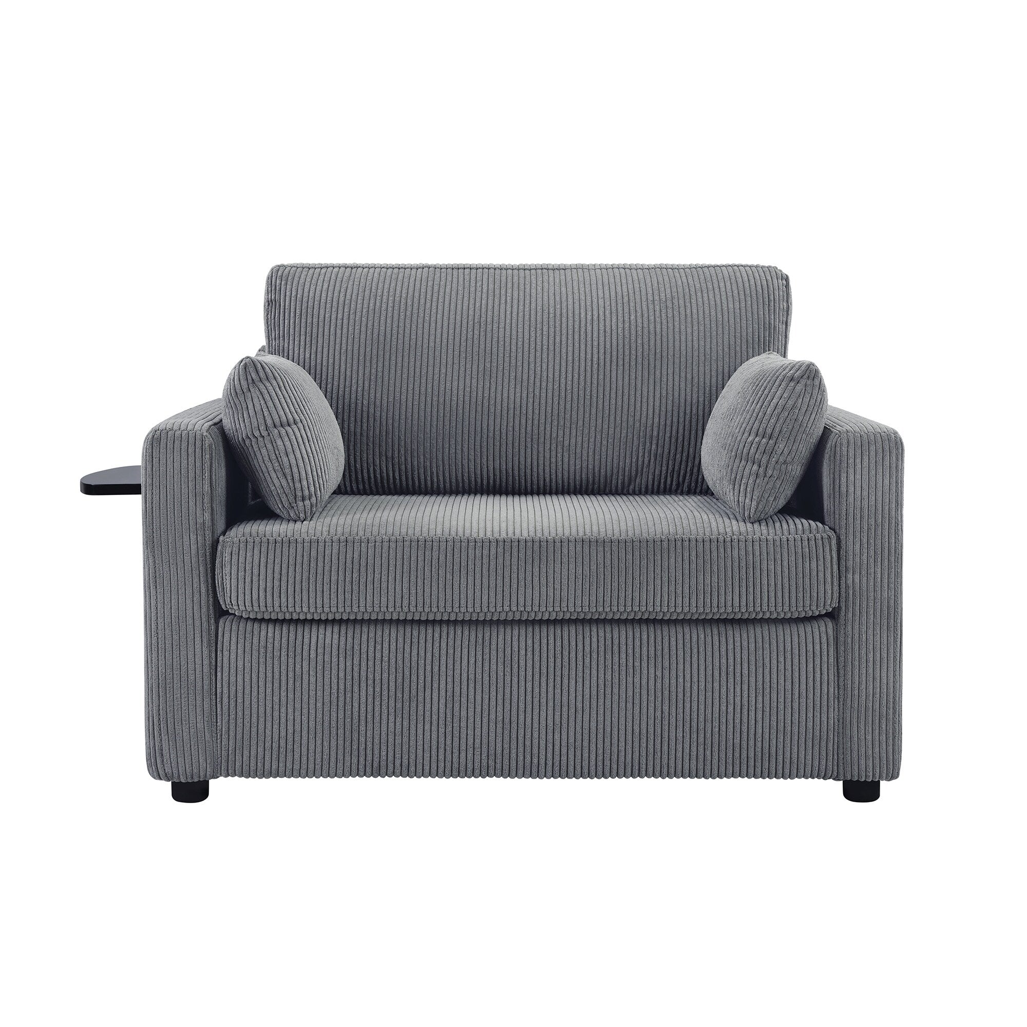 47.2 Corduroy Twin Sleeper Sofa with Foldable Mattress, Side Table, USB Ports, and Storage Pocket
