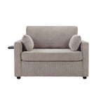 47.2 Corduroy Twin Sleeper Sofa with Foldable Mattress, Side Table, USB Ports, and Storage Pocket