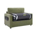 47.2 Corduroy Twin Sleeper Sofa with Foldable Mattress, Side Table, USB Ports, and Storage Pocket
