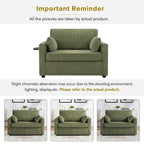47.2 Corduroy Twin Sleeper Sofa with Foldable Mattress, Side Table, USB Ports, and Storage Pocket