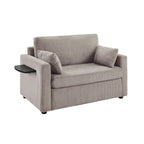47.2 Corduroy Twin Sleeper Sofa with Foldable Mattress, Side Table, USB Ports, and Storage Pocket