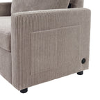 47.2 Corduroy Twin Sleeper Sofa with Foldable Mattress, Side Table, USB Ports, and Storage Pocket