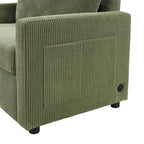 47.2 Corduroy Twin Sleeper Sofa with Foldable Mattress, Side Table, USB Ports, and Storage Pocket