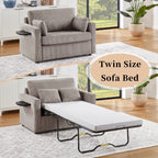 47.2 Corduroy Twin Sleeper Sofa with Foldable Mattress, Side Table, USB Ports, and Storage Pocket