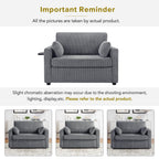 47.2 Corduroy Twin Sleeper Sofa with Foldable Mattress, Side Table, USB Ports, and Storage Pocket