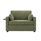 47.2 Corduroy Twin Sleeper Sofa with Foldable Mattress, Side Table, USB Ports, and Storage Pocket