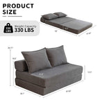 47.63 Corduroy 2-Seater Sleeper Sofa with Pillow Floor Mattress Floor Couch with Backrest for Living Room